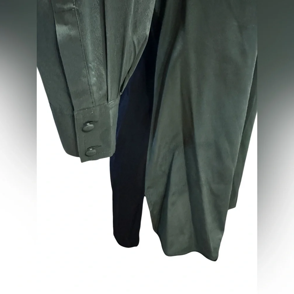 Tory Burch Chic Olive Green Blouse with Black Trim size 10